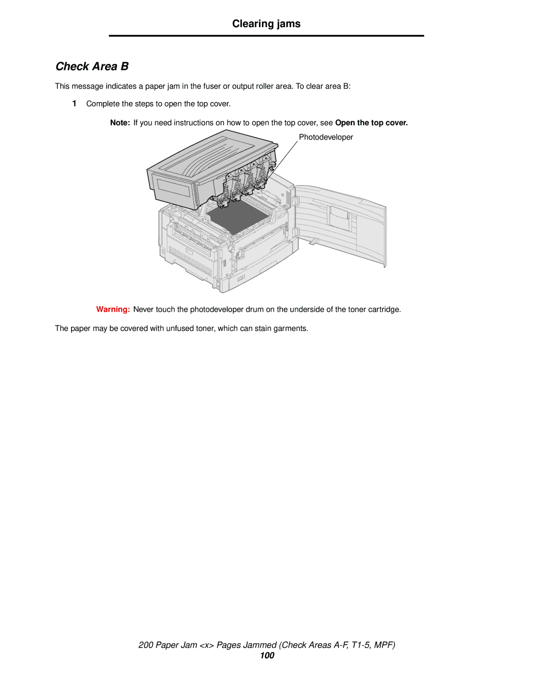 Lexmark 920 manual Check Area B 