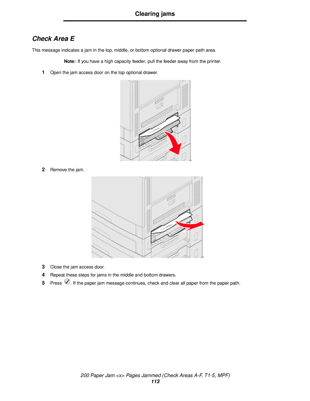 Lexmark 920 manual Check Area E 