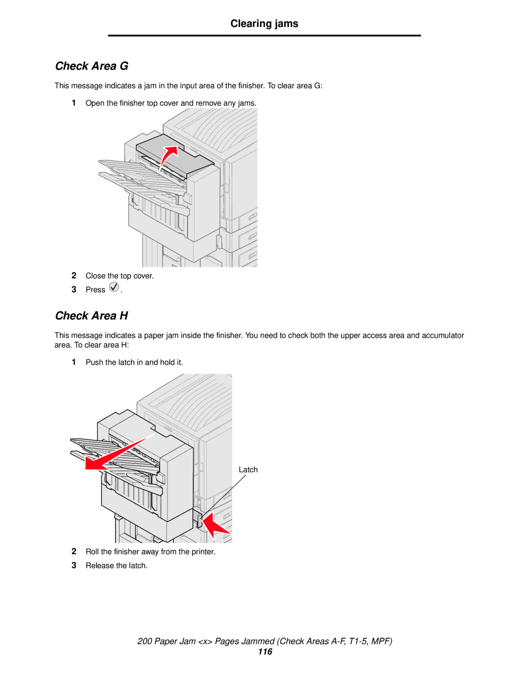 Lexmark 920 manual Check Area G, Check Area H 