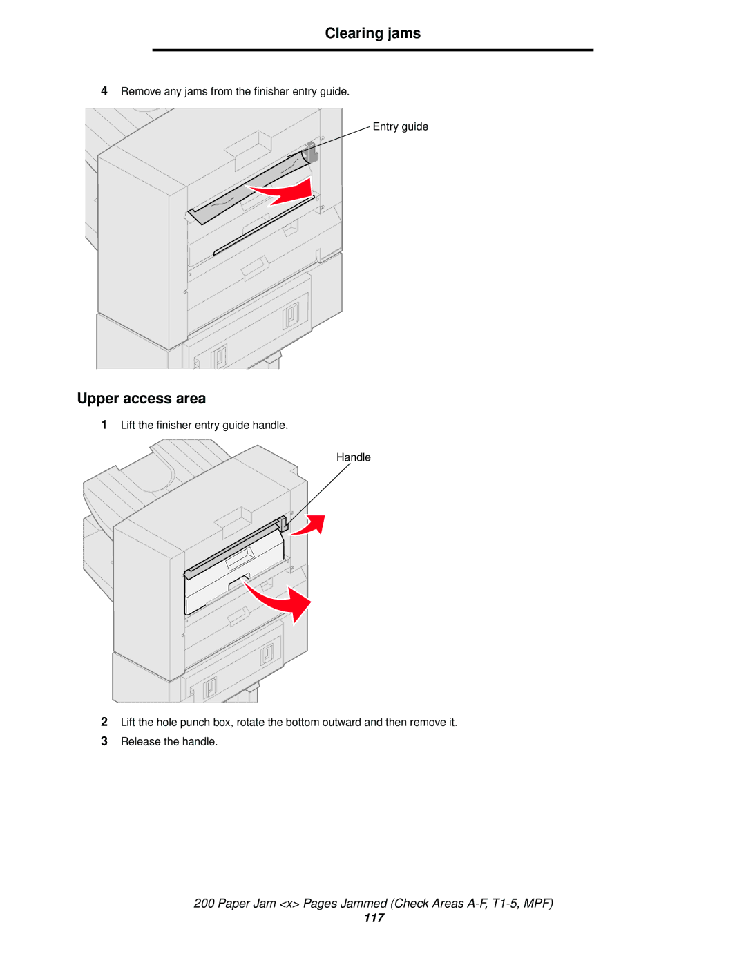 Lexmark 920 manual Upper access area 