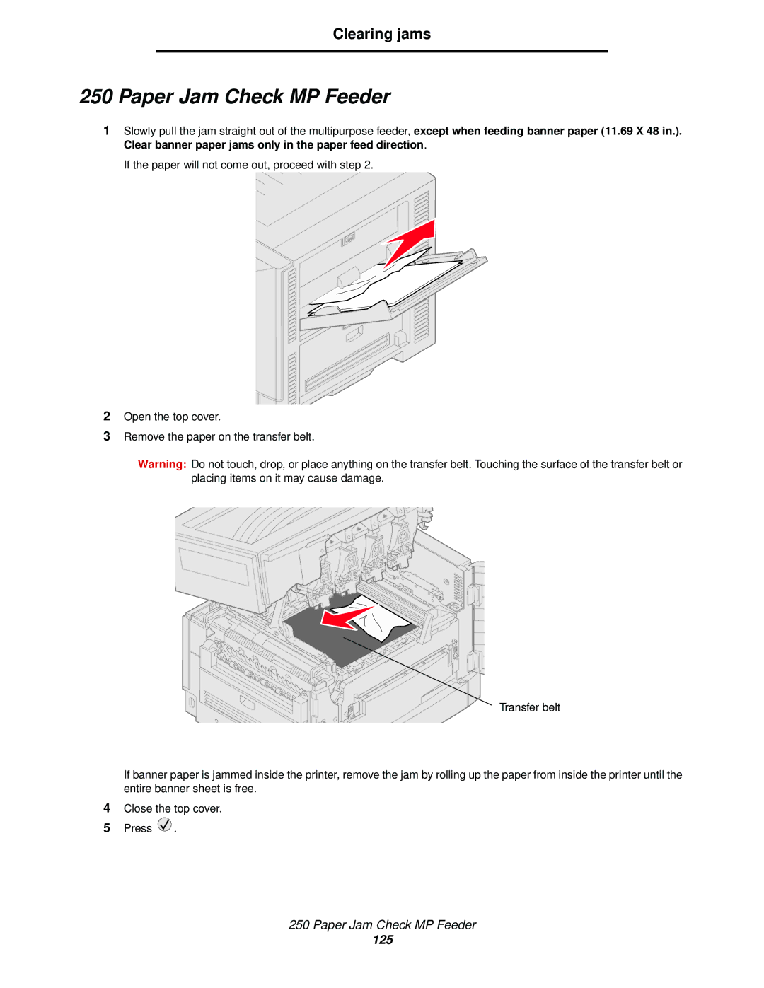 Lexmark 920 manual Paper Jam Check MP Feeder 