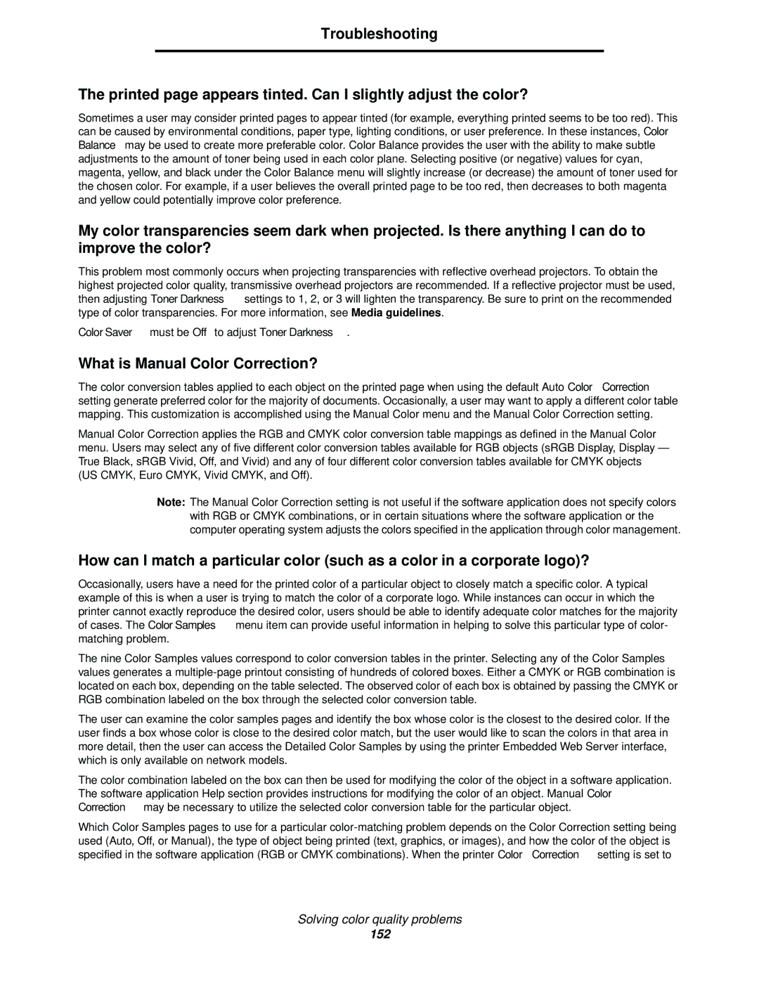 Lexmark 920 manual What is Manual Color Correction? 