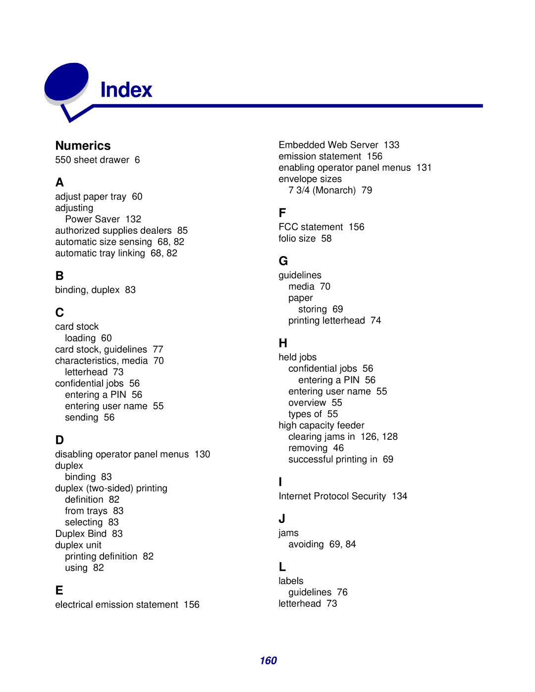 Lexmark 920 manual Index 