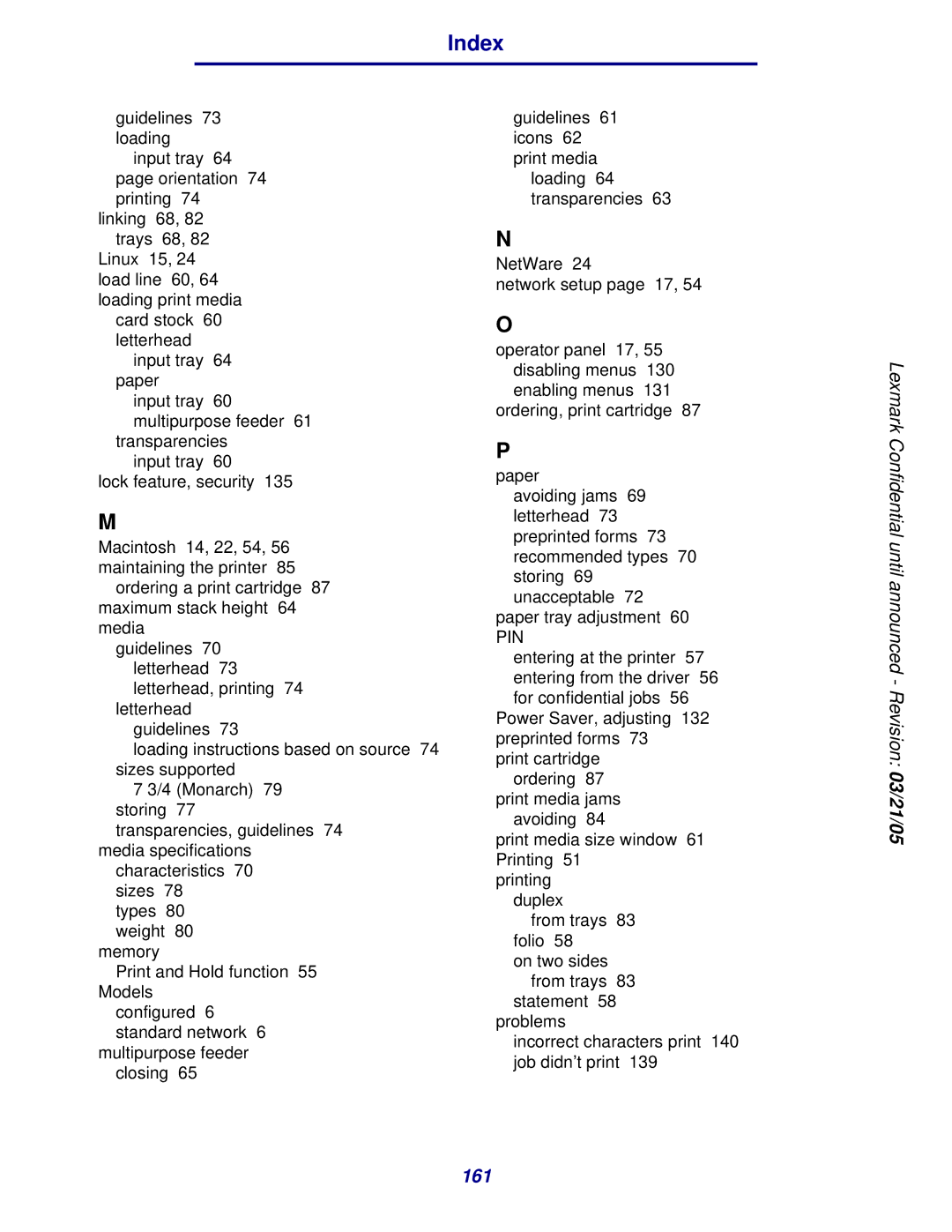 Lexmark 920 manual Index 