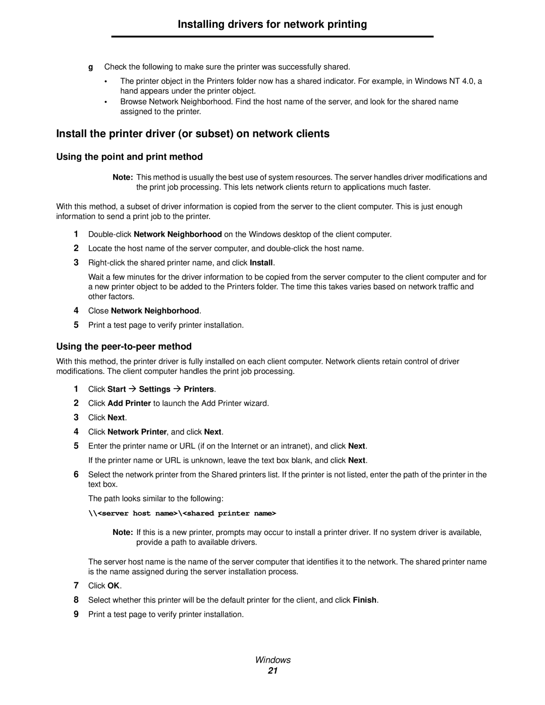 Lexmark 920 manual Install the printer driver or subset on network clients, Close Network Neighborhood 