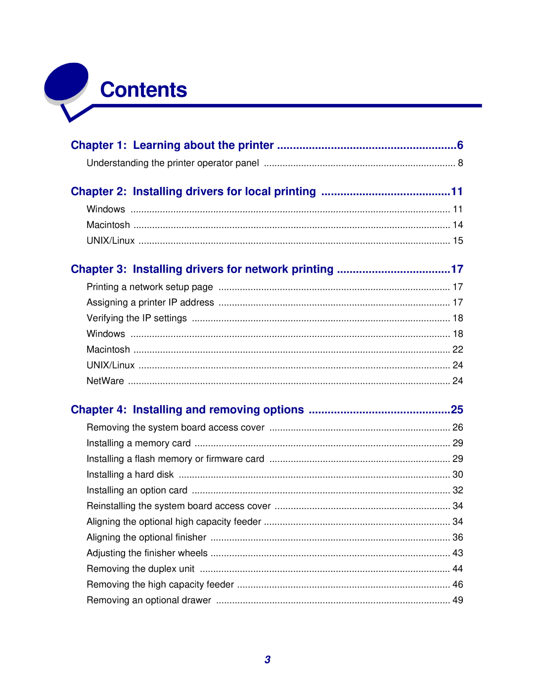 Lexmark 920 manual Contents 