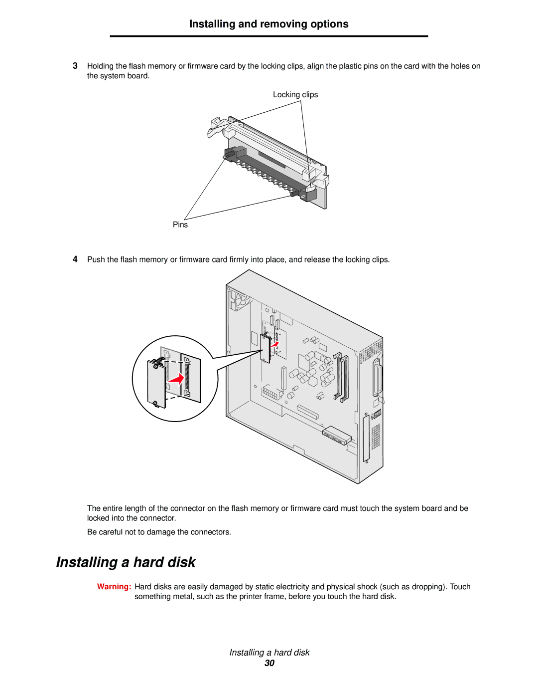 Lexmark 920 manual Installing a hard disk 