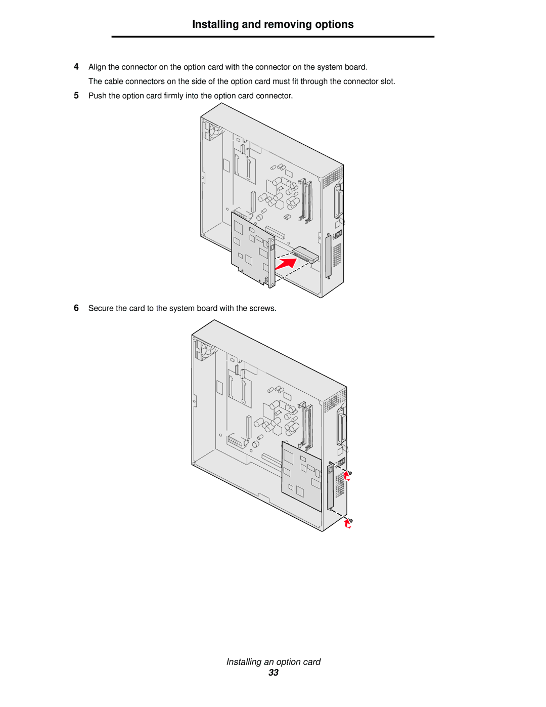 Lexmark 920 manual Installing and removing options 