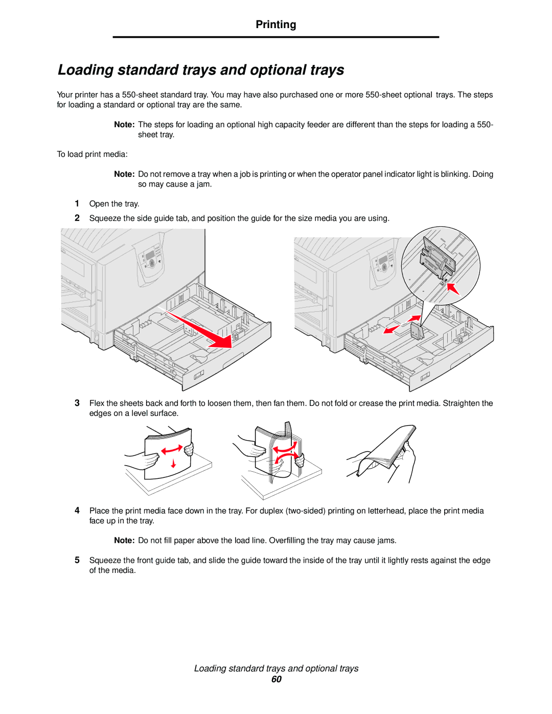 Lexmark 920 manual Loading standard trays and optional trays 