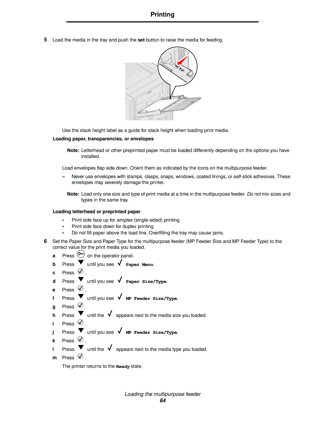 Lexmark 920 manual Loading paper, transparencies, or envelopes, Loading letterhead or preprinted paper 