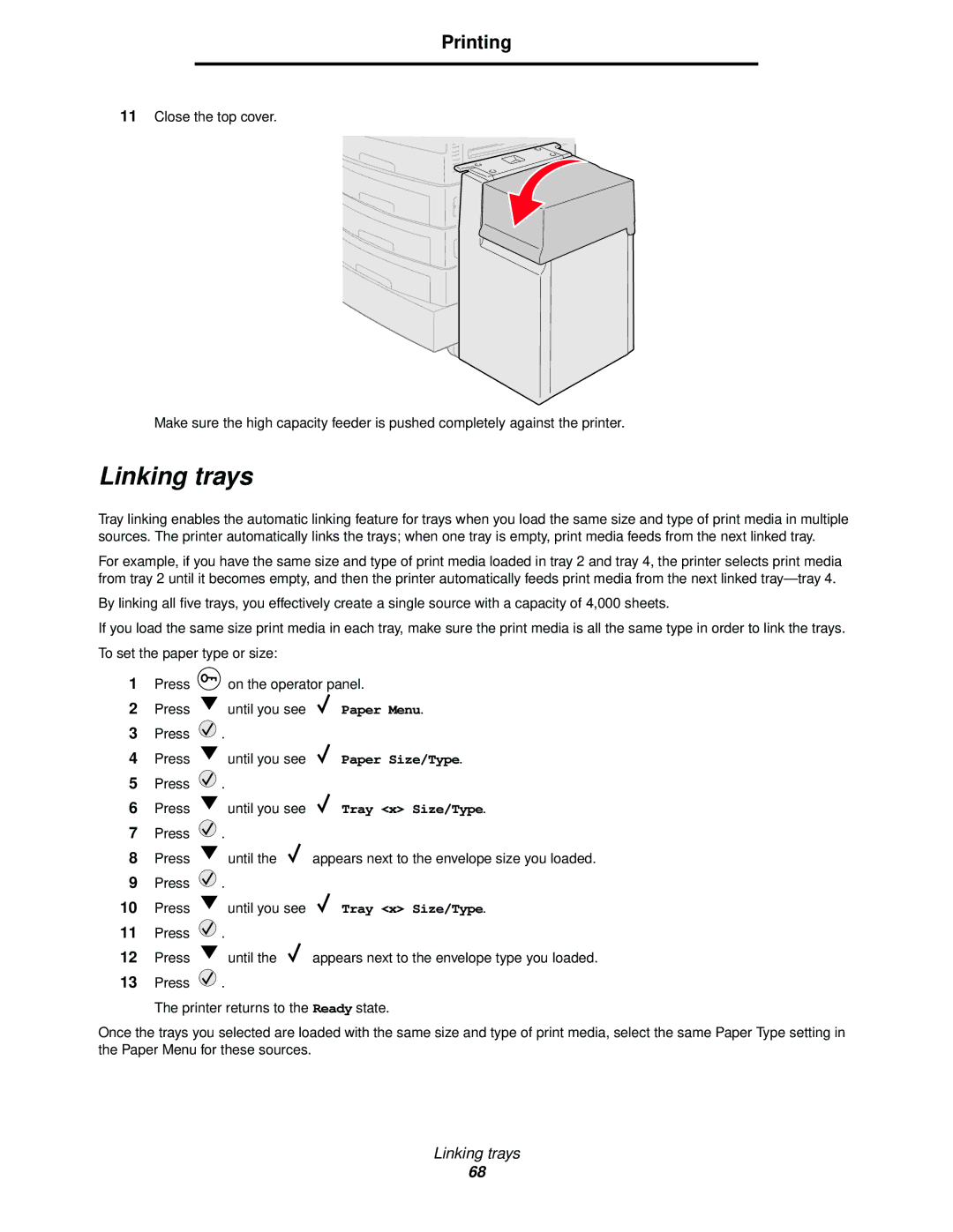 Lexmark 920 manual Linking trays 