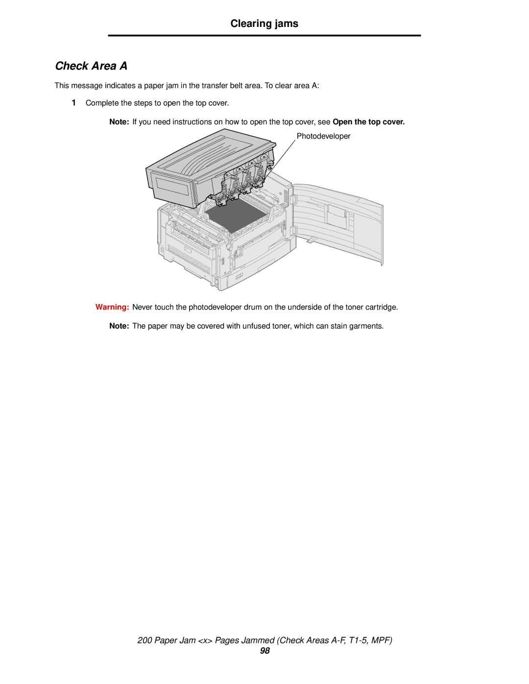 Lexmark 920 manual Check Area a 