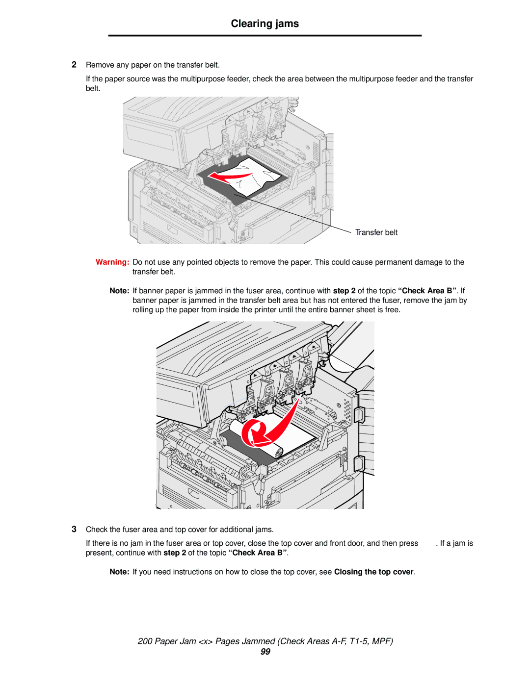 Lexmark 920 manual Present, continue with of the topic Check Area B 