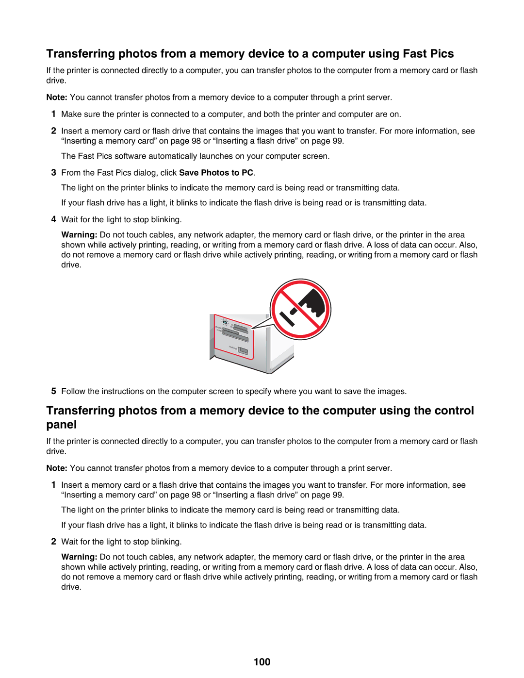 Lexmark 9300 Series manual 100 