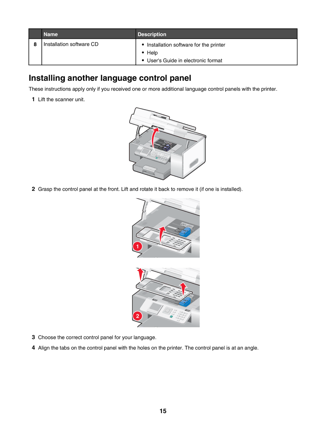 Lexmark 9300 Series manual Installing another language control panel 