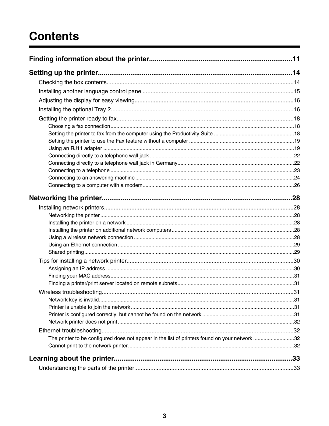 Lexmark 9300 Series manual Contents 