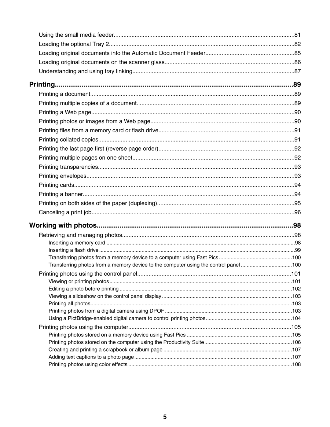 Lexmark 9300 Series manual Printing, Working with photos 