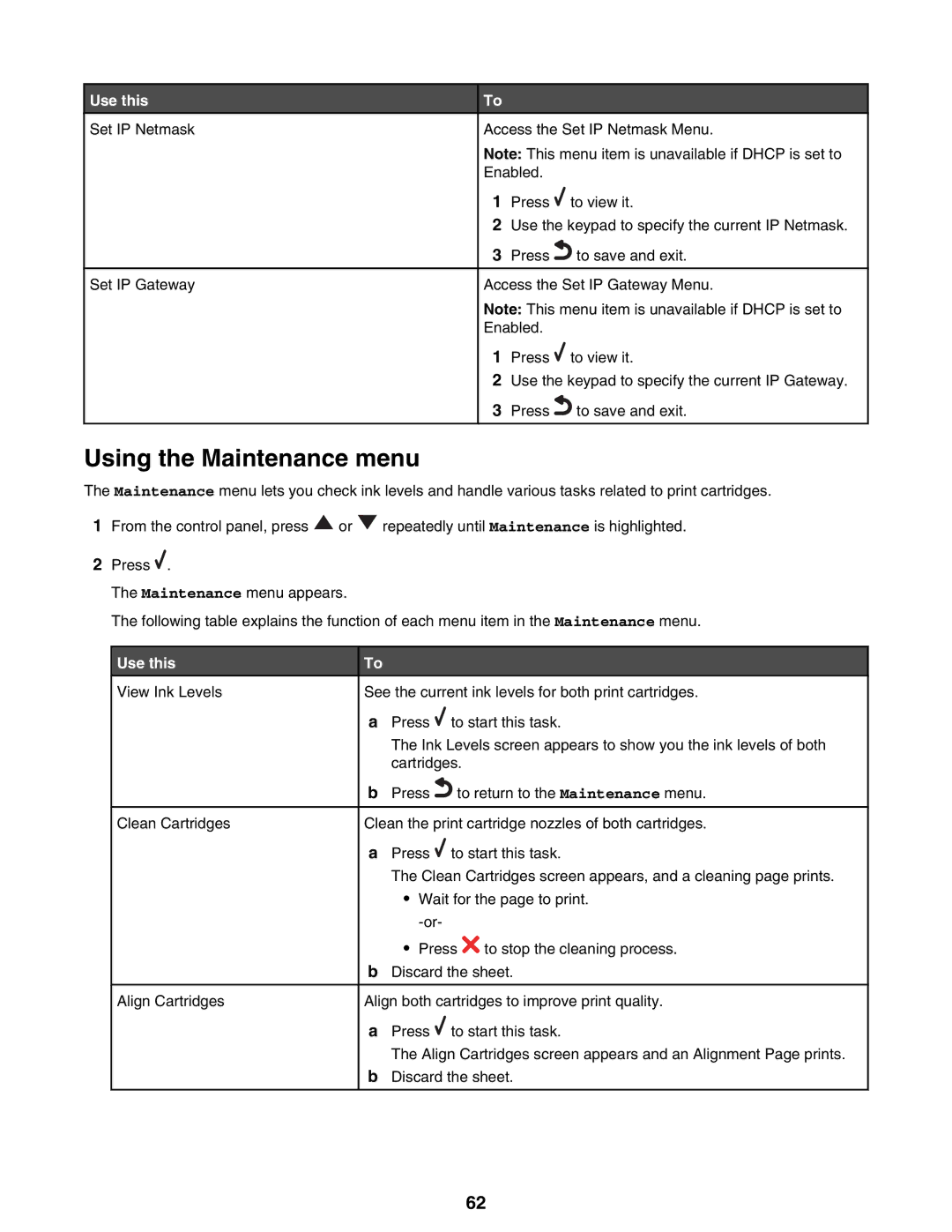 Lexmark 9300 Series manual Using the Maintenance menu 