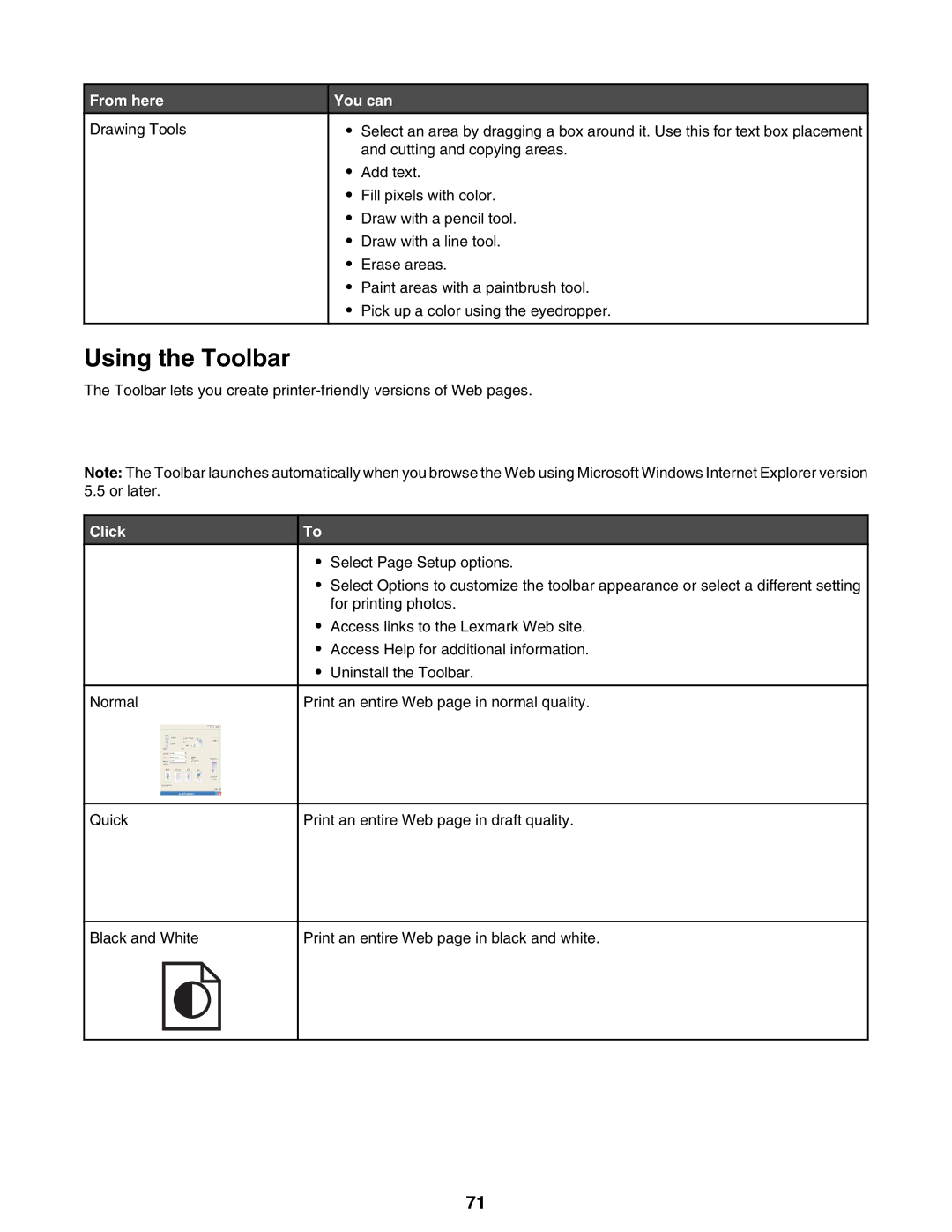 Lexmark 9300 Series manual Using the Toolbar, Click 