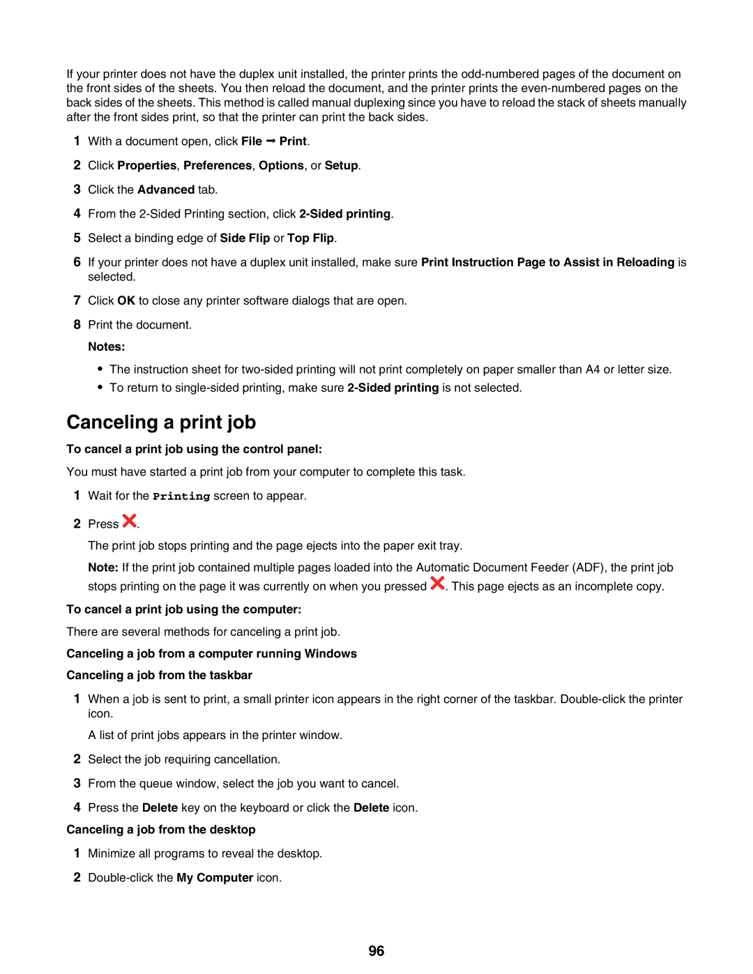 Lexmark 9300 Series Canceling a print job, To cancel a print job using the control panel, Canceling a job from the desktop 