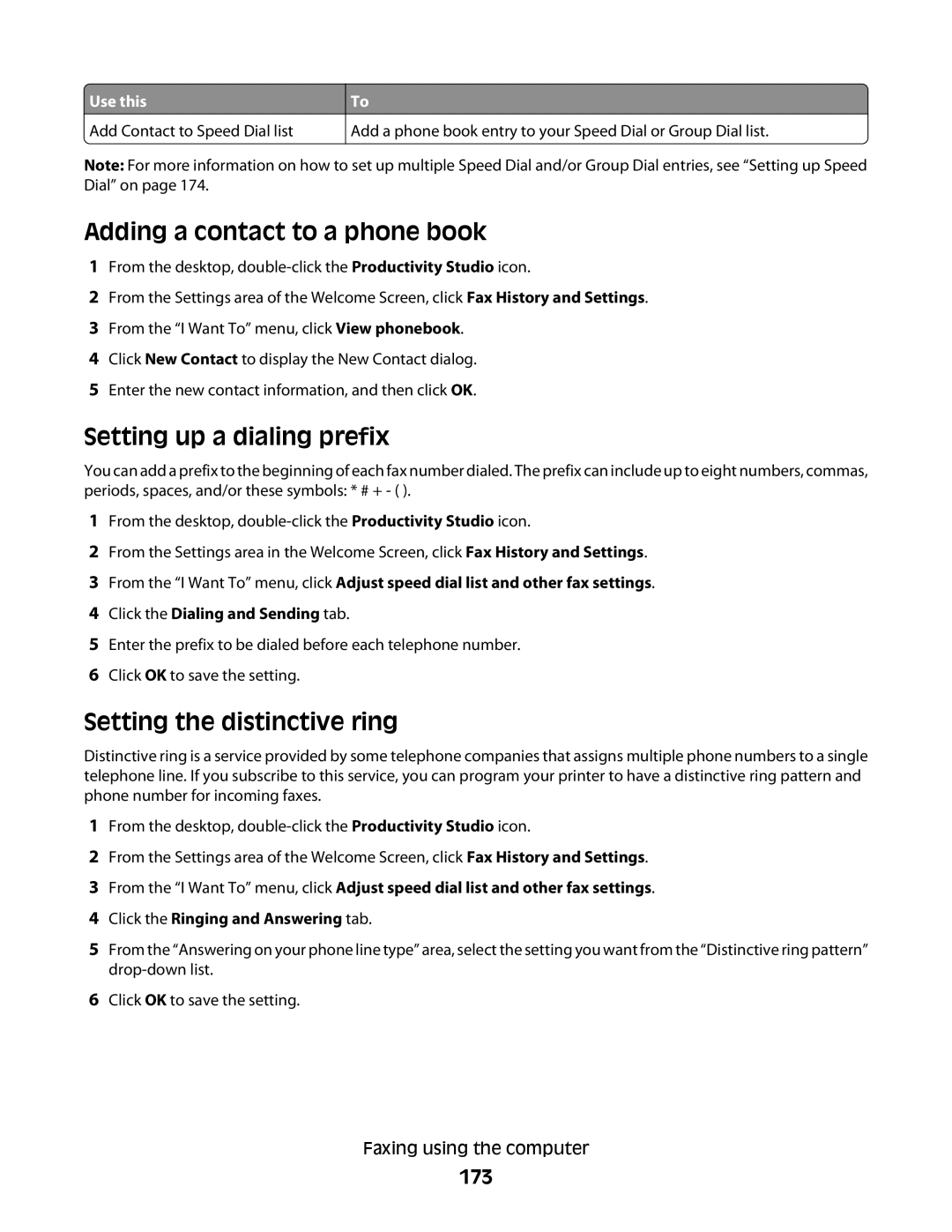 Lexmark 9500 Series manual Adding a contact to a phone book, 173 