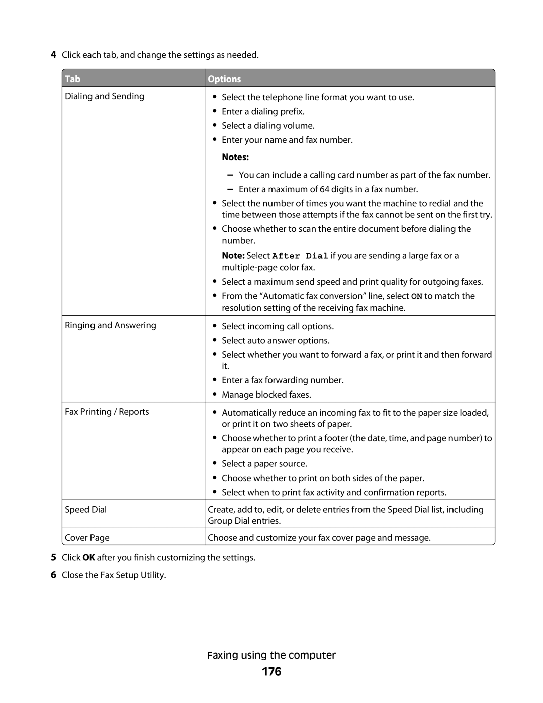 Lexmark 9500 Series manual 176, Click each tab, and change the settings as needed, Tab 