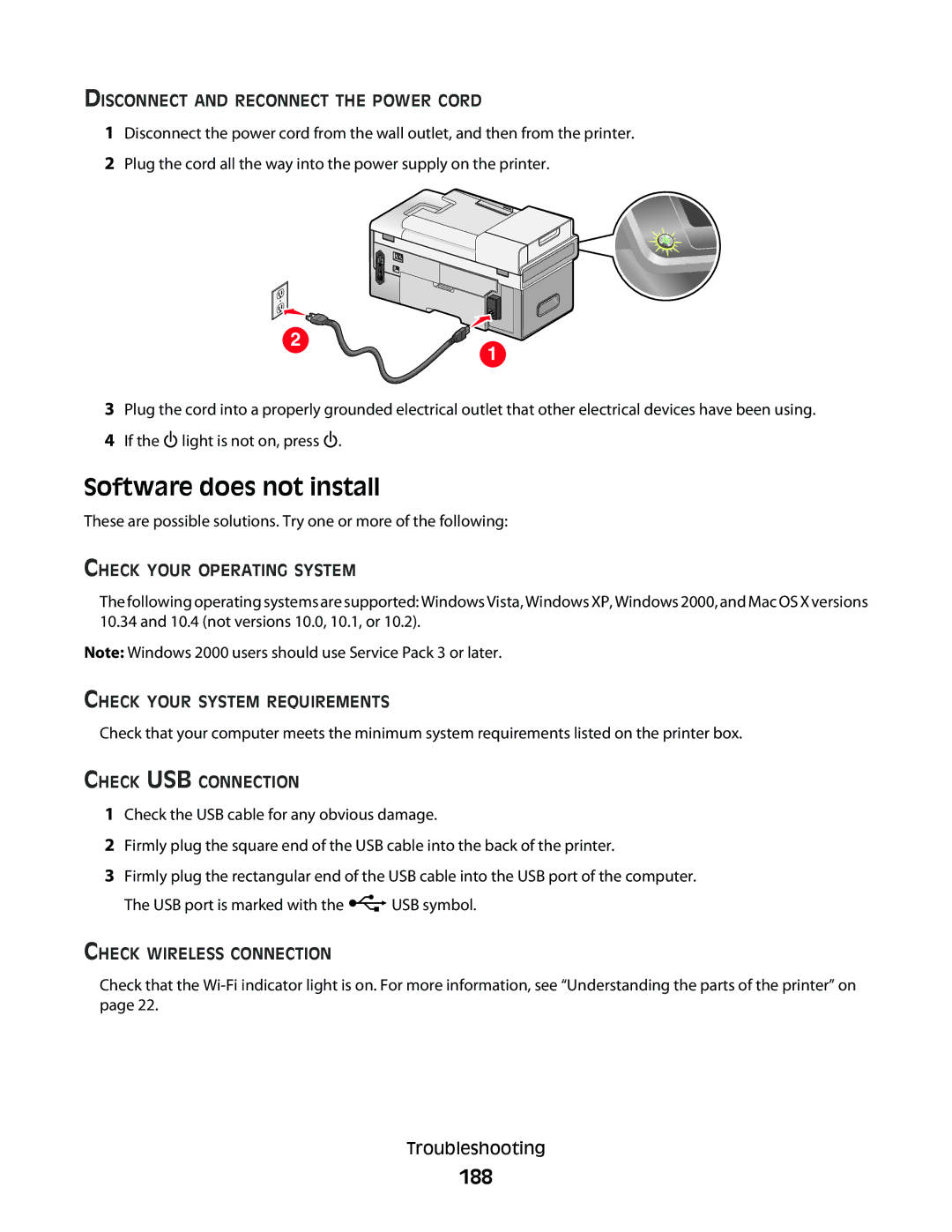 Lexmark 9500 Series manual Software does not install, 188 