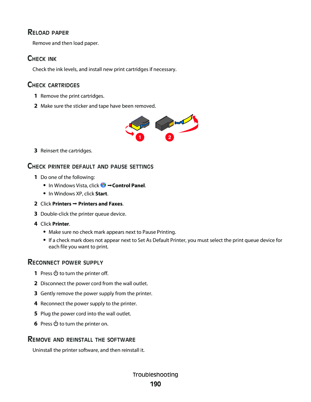 Lexmark 9500 Series manual 190 