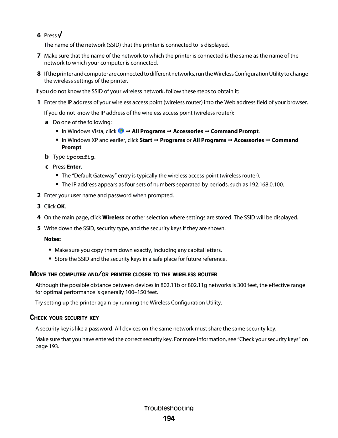 Lexmark 9500 Series manual 194 