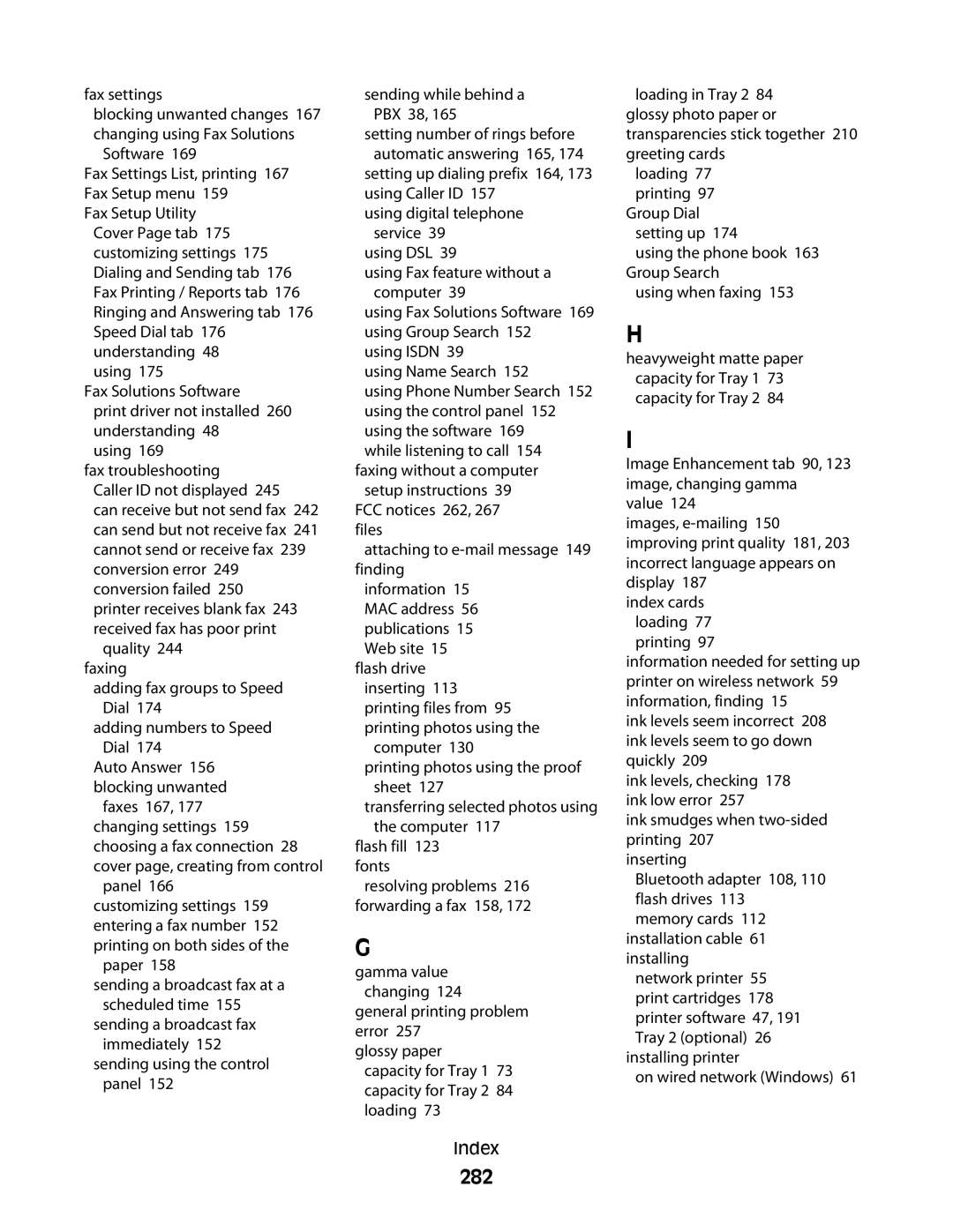 Lexmark 9500 Series manual 282, Fax settings 