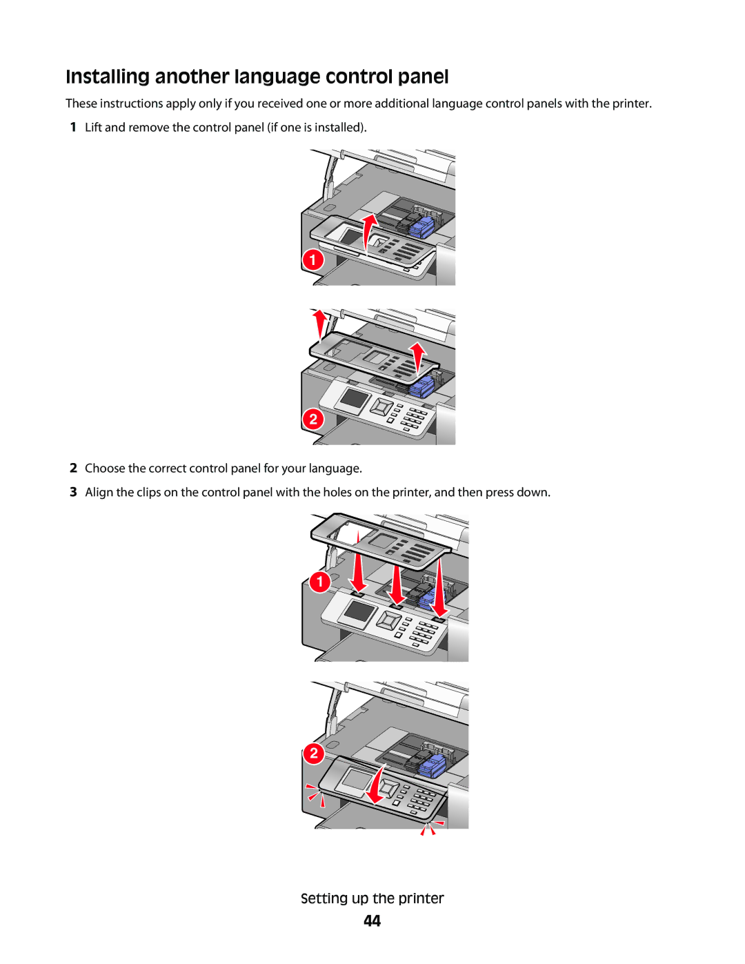 Lexmark 9500 Series manual Installing another language control panel 