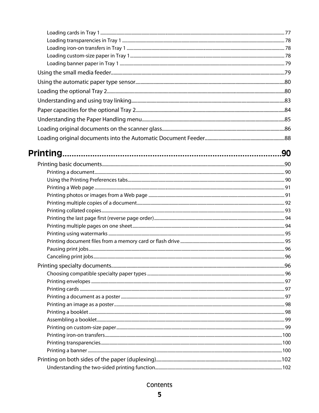 Lexmark 9500 Series manual 100, 102 