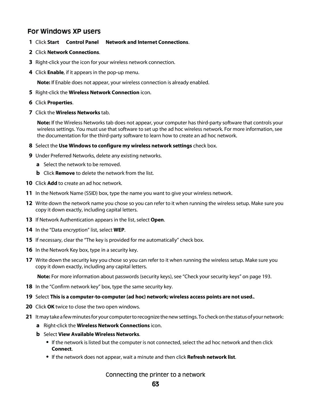 Lexmark 9500 Series manual For Windows XP users, Select View Available Wireless Networks 