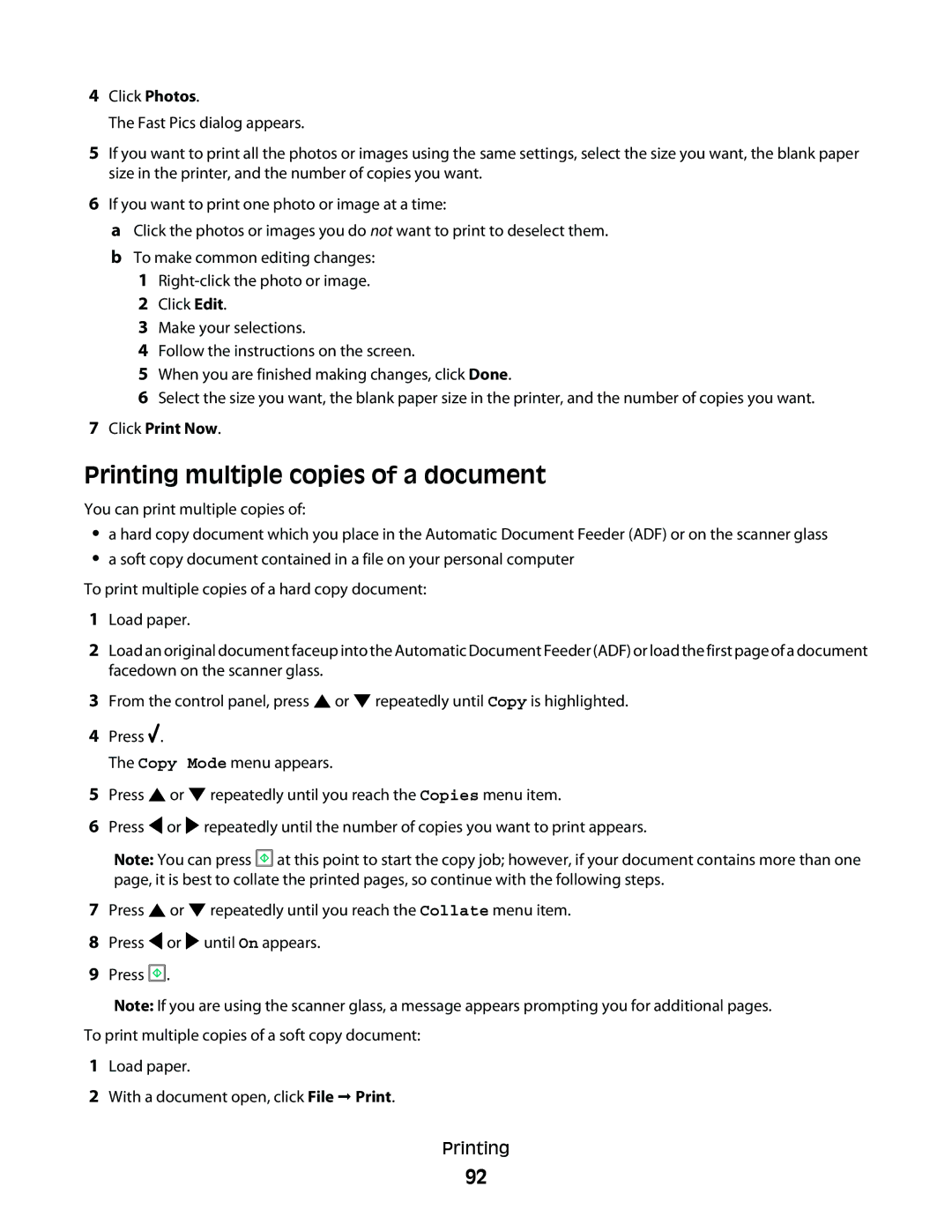 Lexmark 9500 Series manual Printing multiple copies of a document, Click Print Now 