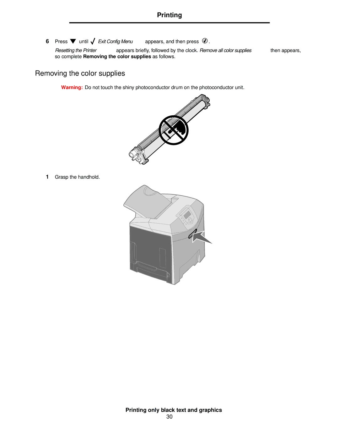 Lexmark C524, C520, C522 manual Removing the color supplies 