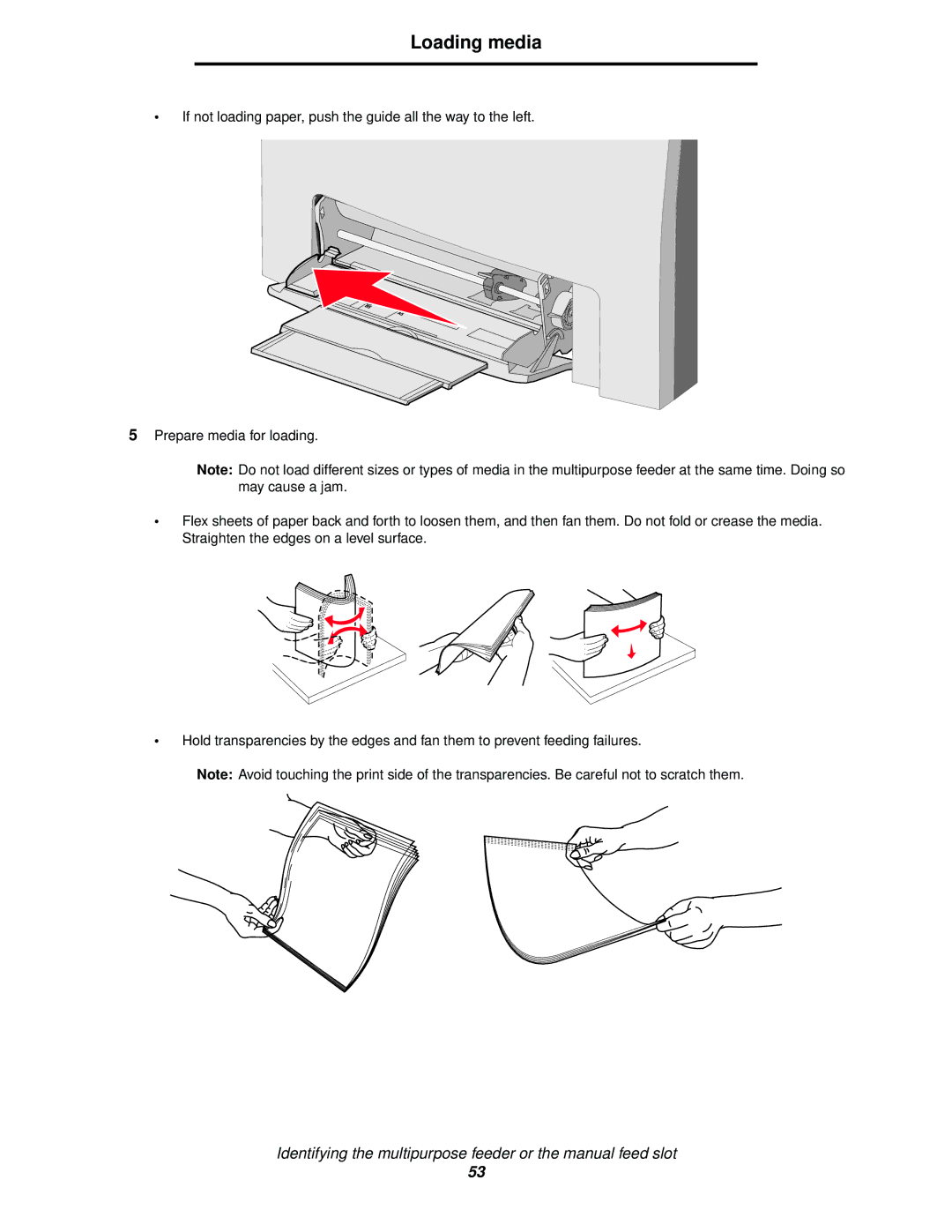 Lexmark C522, C524, C520 manual Loading media 