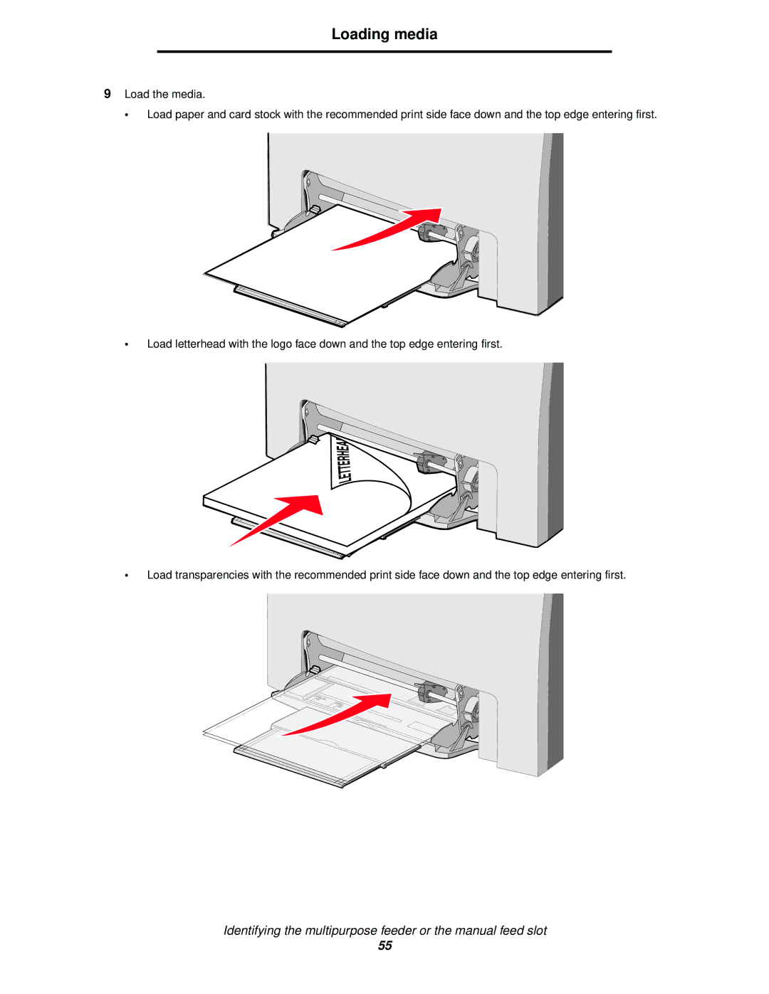 Lexmark C520, C524, C522 manual Loading media 