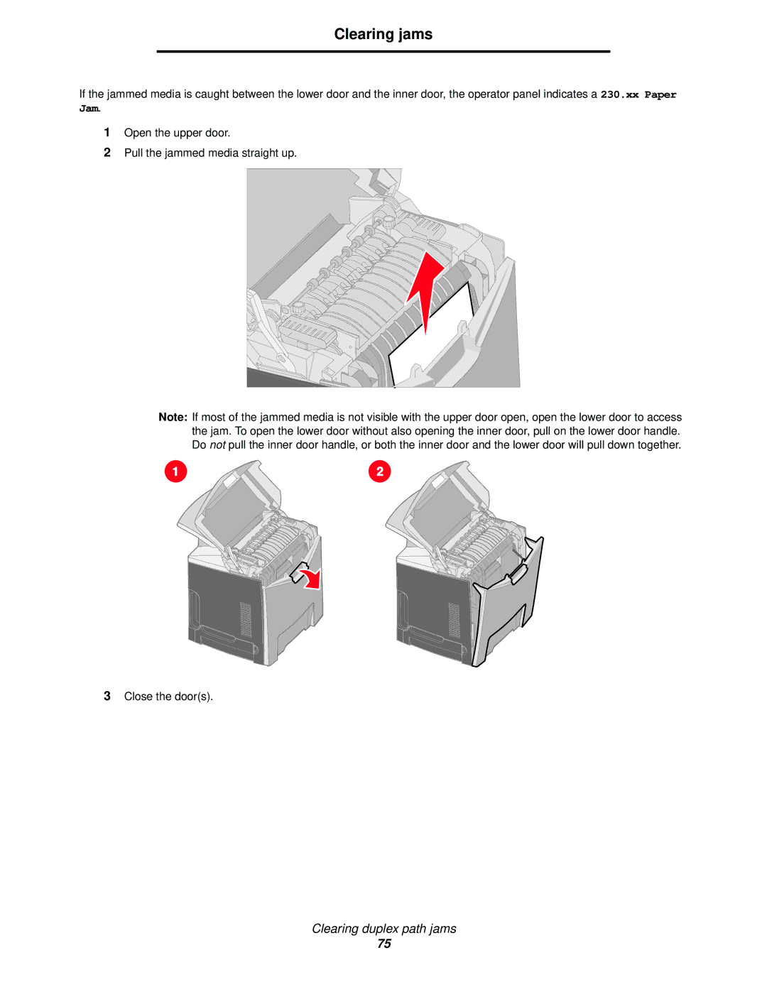 Lexmark C524, C520, C522 manual Clearing jams 