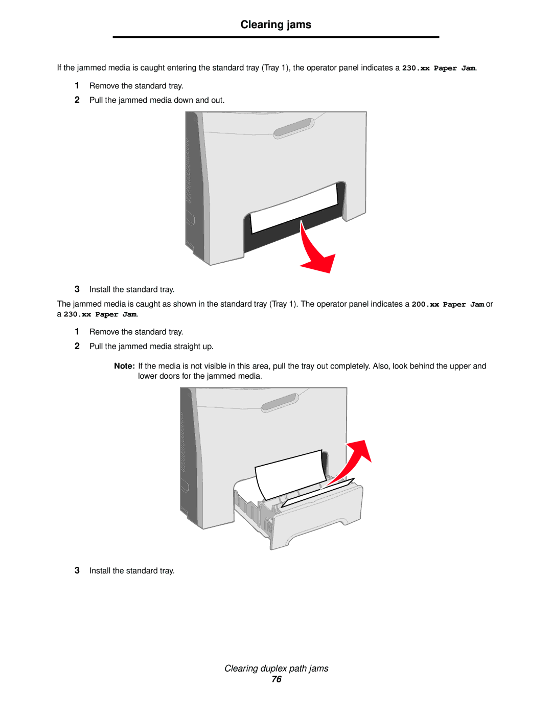 Lexmark C520, C524, C522 manual Clearing jams 