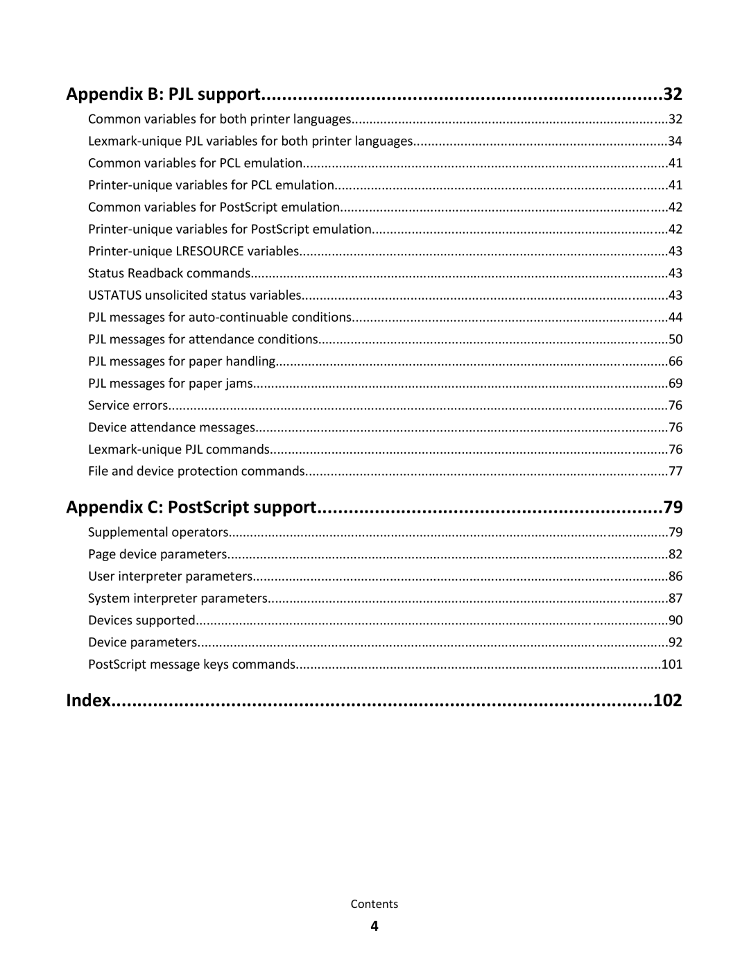 Lexmark C544N/DN/DW/DTN, X546DTN MFP manual Index 102 