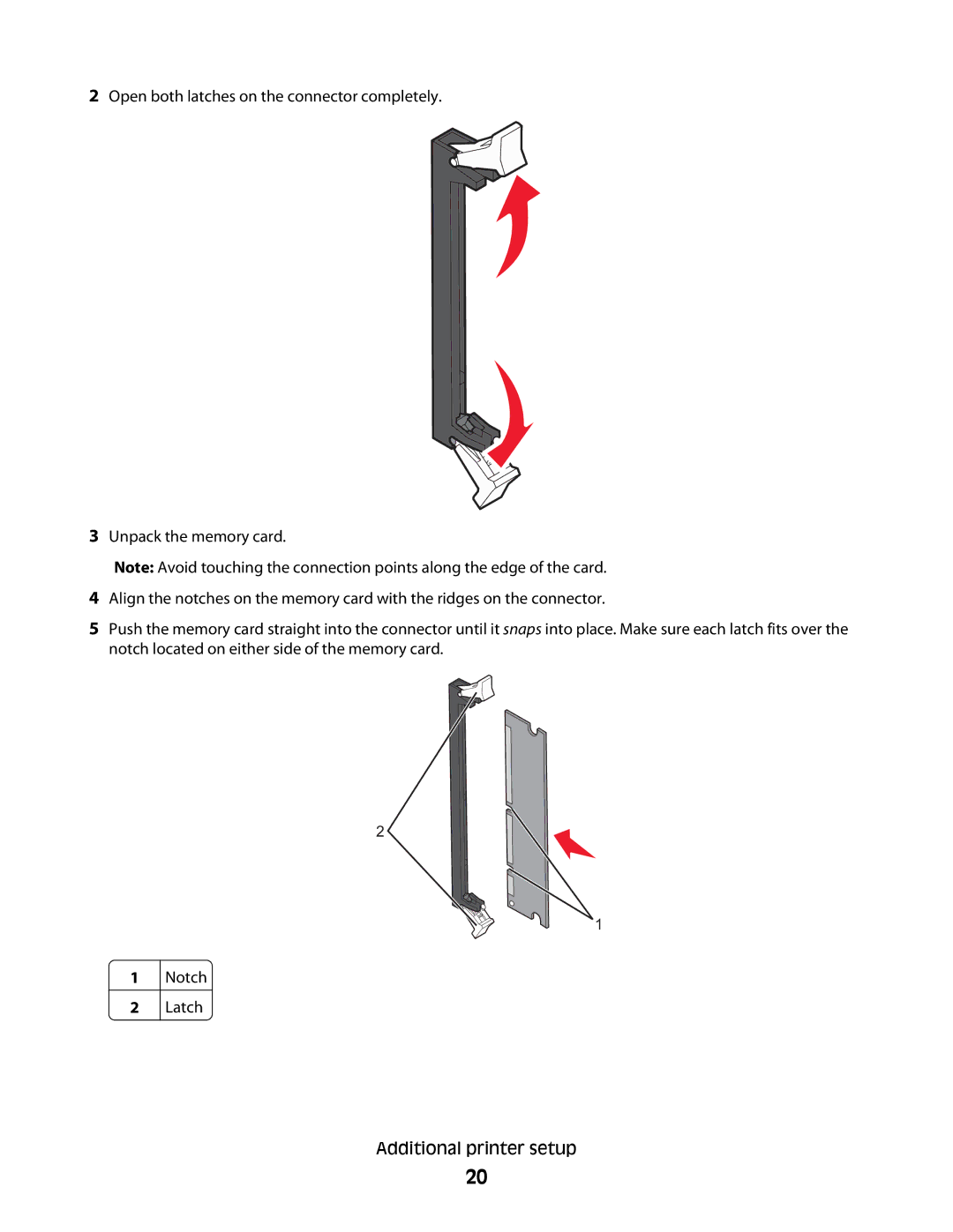 Lexmark C54x Series manual Notch Latch 