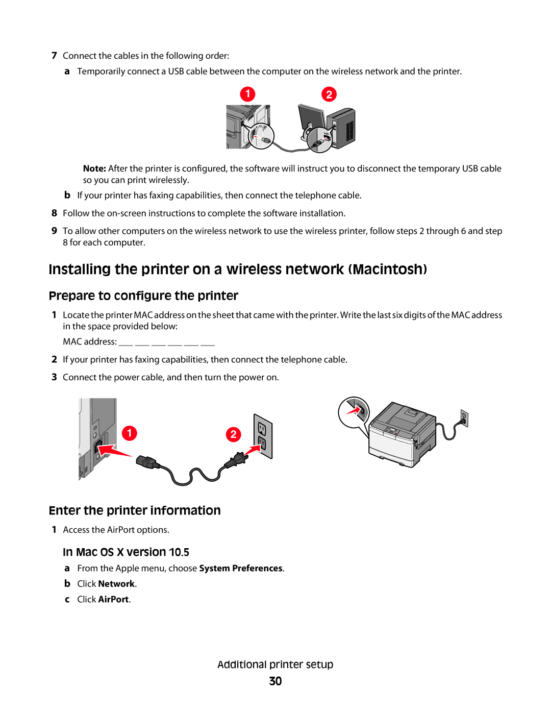 Lexmark C54x Series manual Installing the printer on a wireless network Macintosh, Prepare to configure the printer 