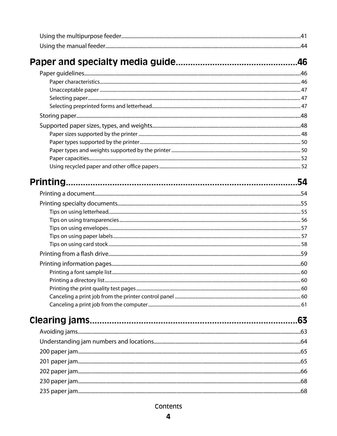 Lexmark C54x Series manual Clearing jams 