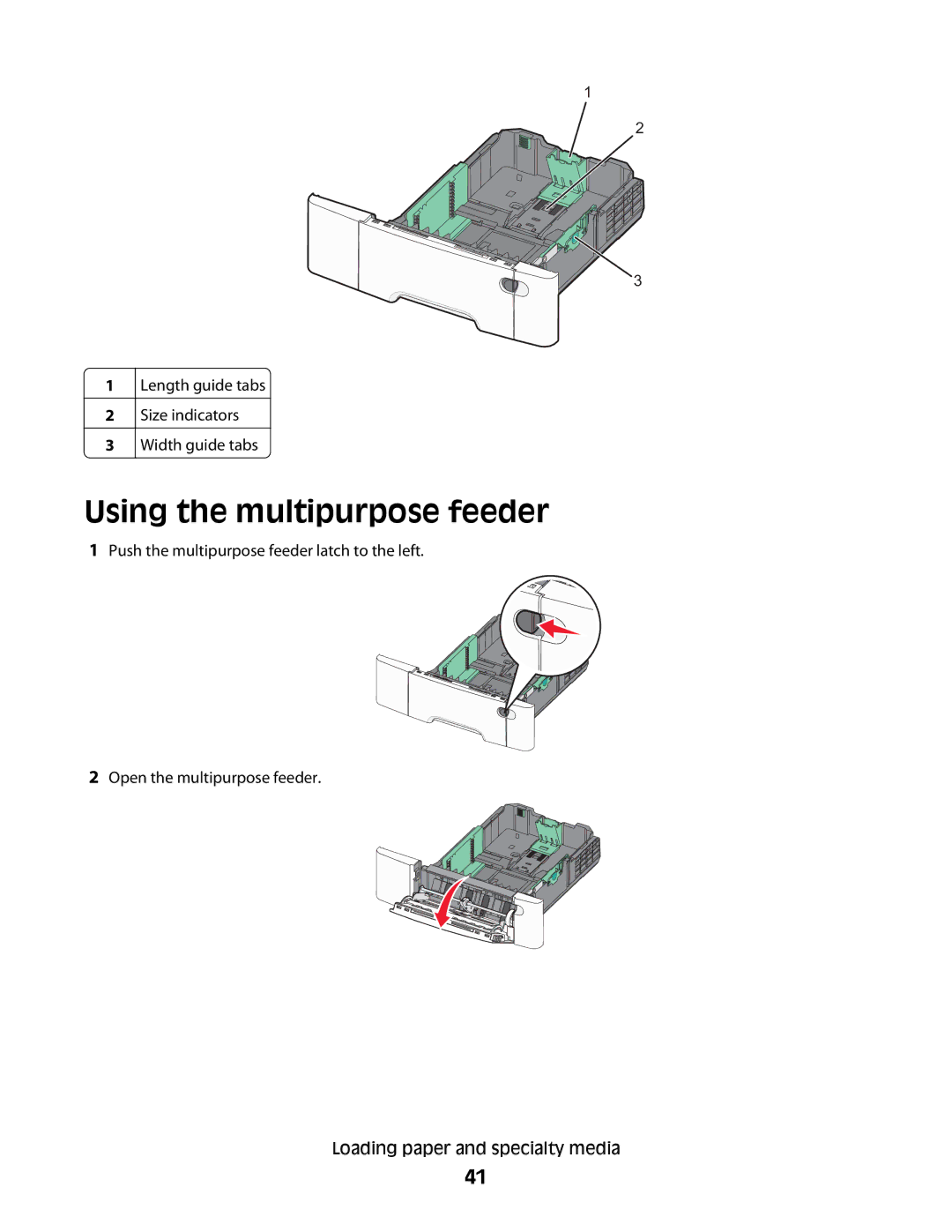 Lexmark C54x Series manual Using the multipurpose feeder 