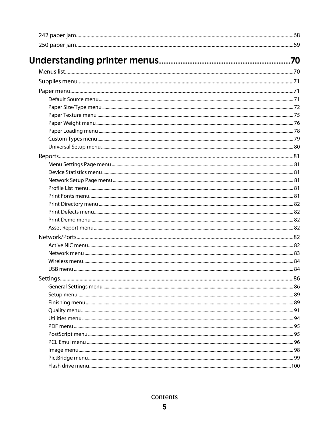 Lexmark C54x Series manual Understanding printer menus 