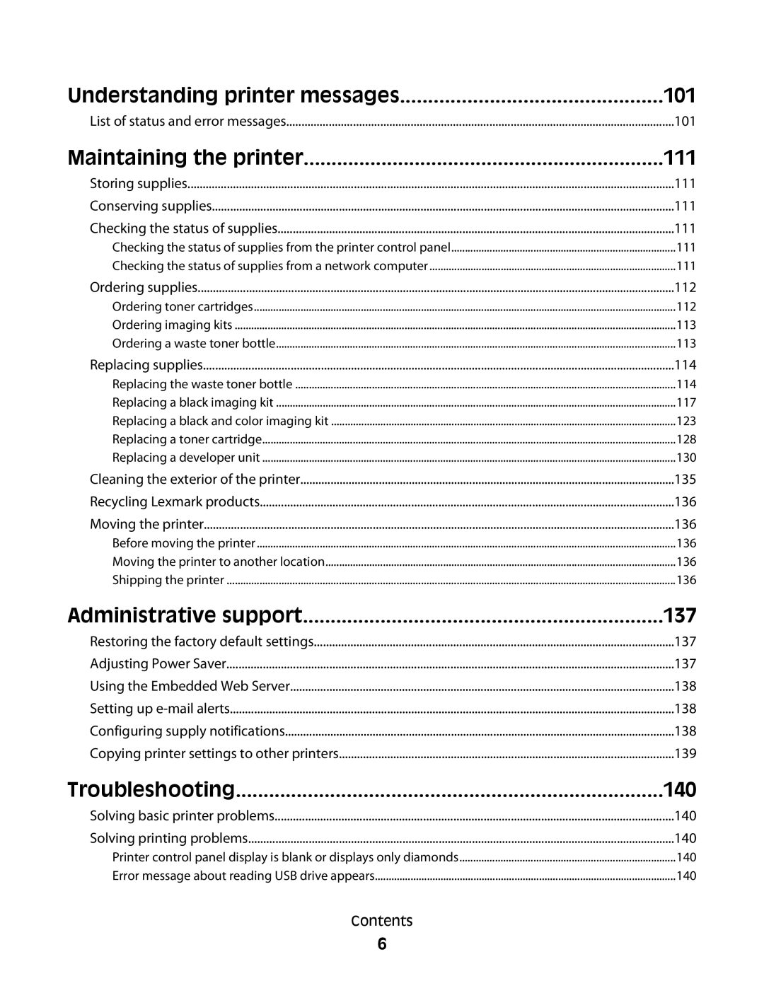 Lexmark C54x Series manual 101, 111, 137, 140 