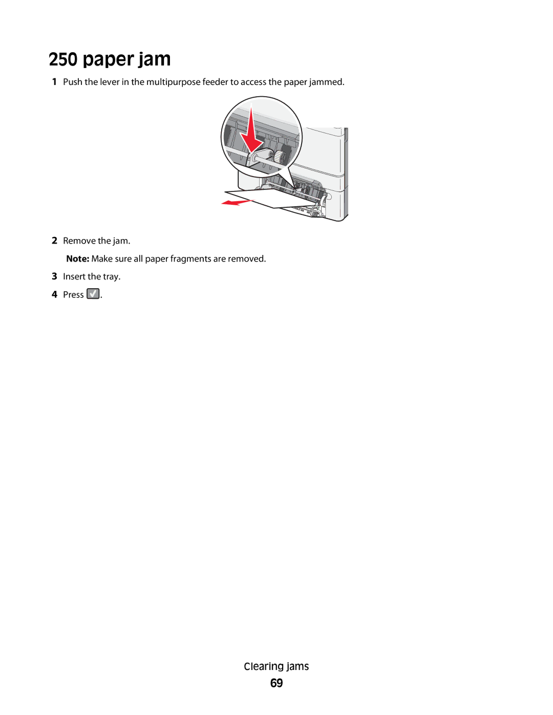 Lexmark C54x Series manual Paper jam 