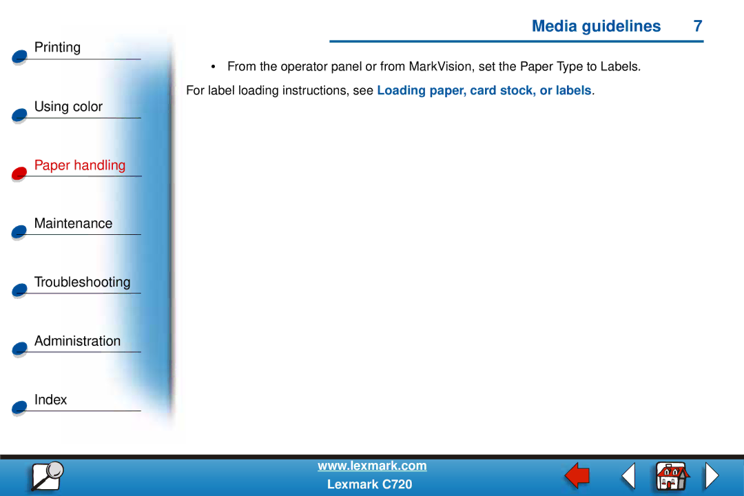 Lexmark C720 manual Media guidelines 