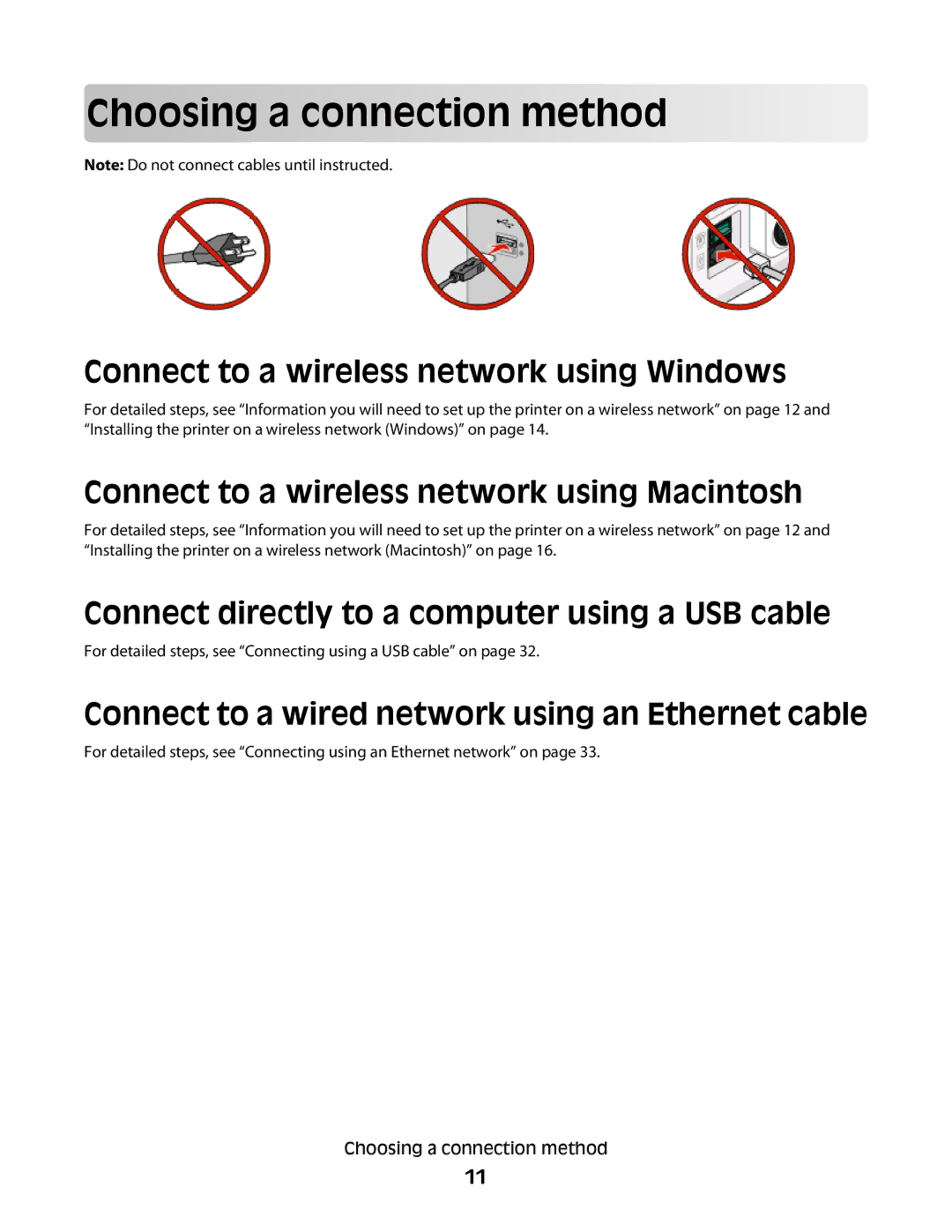 Lexmark C734N, C734DTN, C734DW, C736DN, C736DTN Cho osing a connecti o n metho d, Connect to a wireless network using Windows 