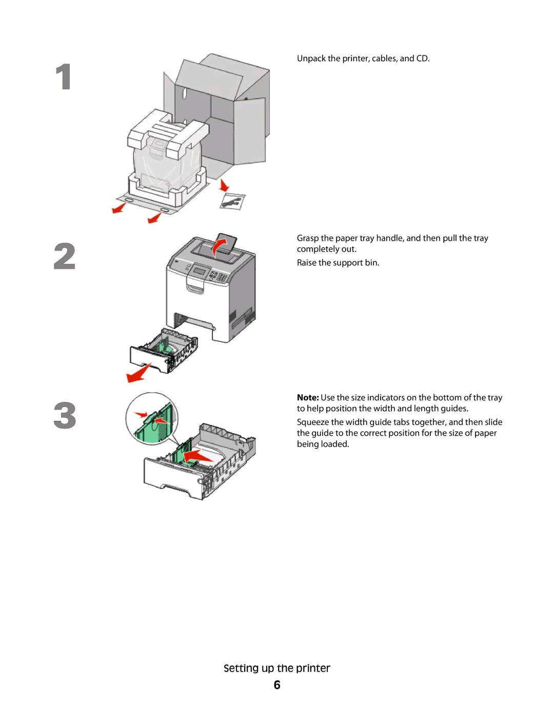 Lexmark C736N, C734DTN, C734DW, C736DN, C736DTN, C734N, C734DN setup guide Setting up the printer 